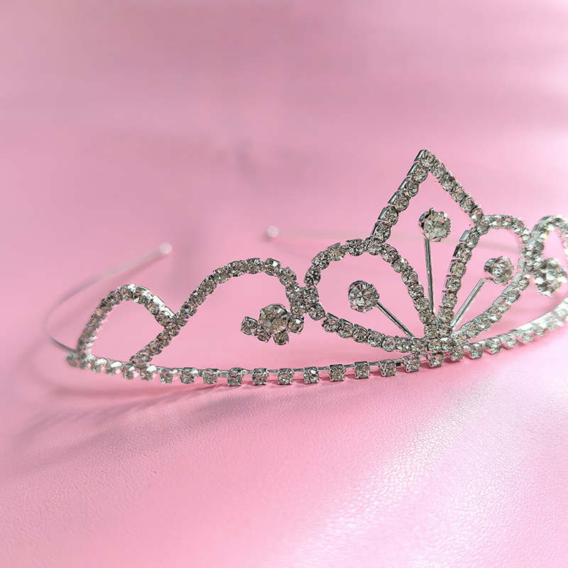 Women Knight Accessories - 실버 컬러 라인스톤 신부 왕관 럭셔리