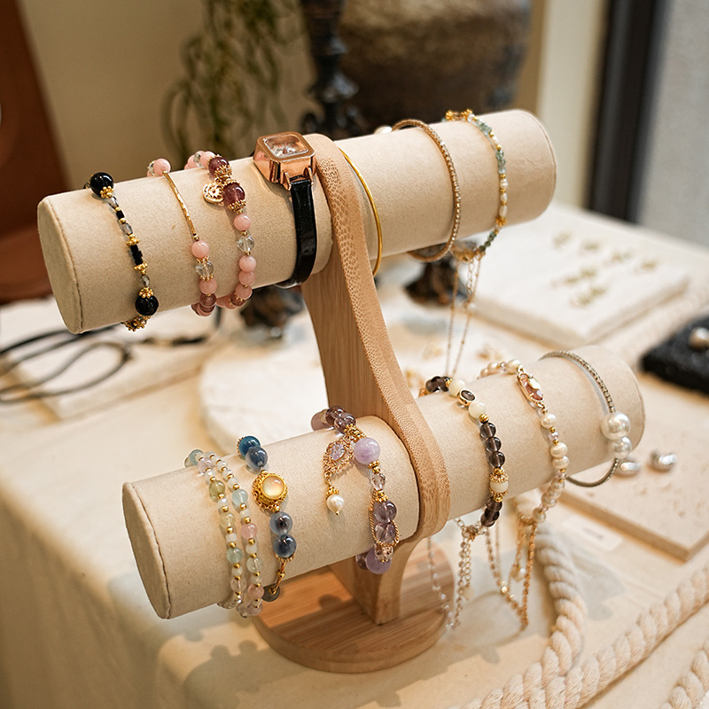 Women Accessories Display - 더블 레이어 랙 주최자 나무 보석