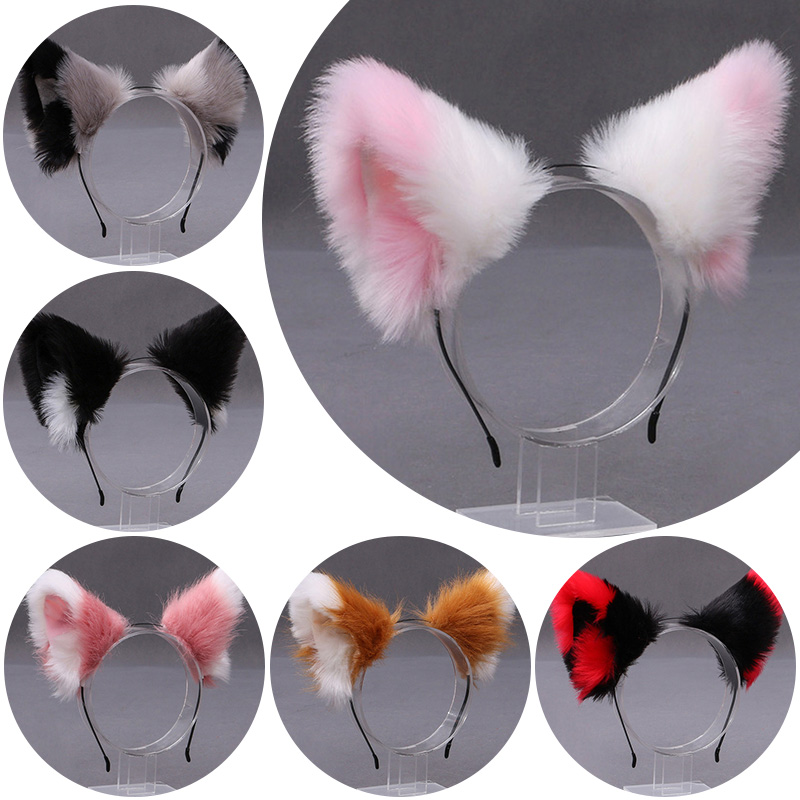Women Knight Accessories - 푹신한 여우 고양이 귀 플러시 머리띠