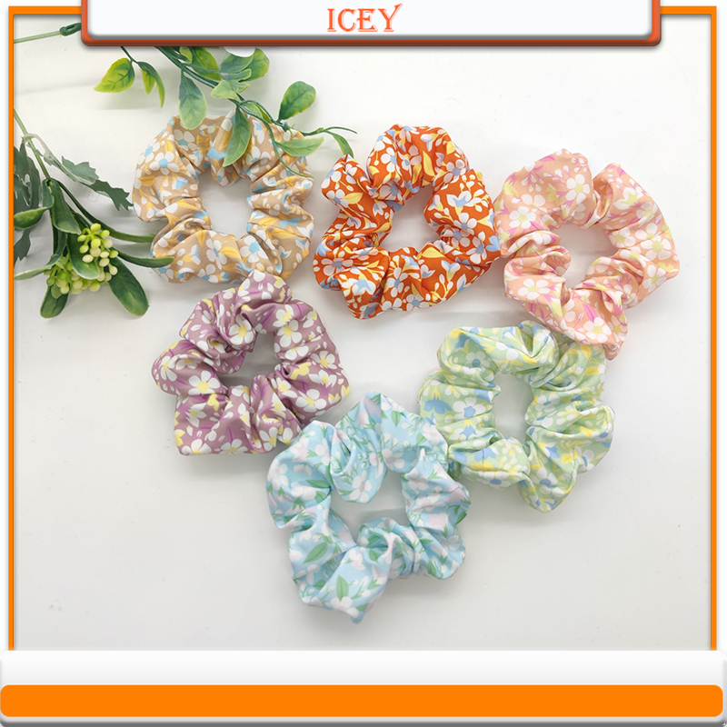 Scrunchie Satin Set - 꽃 스크런치 장 링 원단 헤어