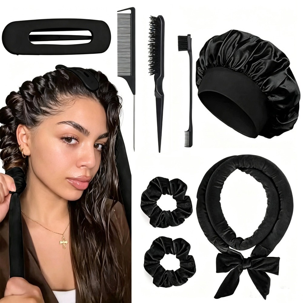 Scrunchie Satin Set - 8/5/4개입 무열 헤어 컬러 세트, 새틴