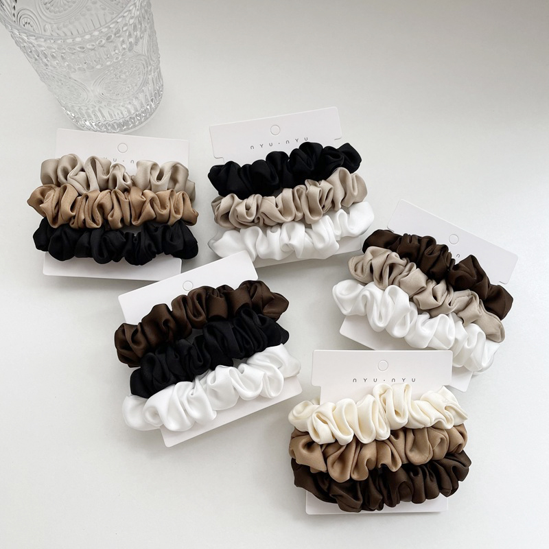 Scrunchie Satin Set - 3 개/대 새틴 머리 Scrunchies 세트