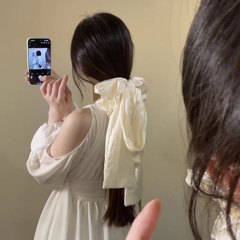 Scrunchie Satin Set - 프렌치 빈티지 보우 헤어 타이 세트