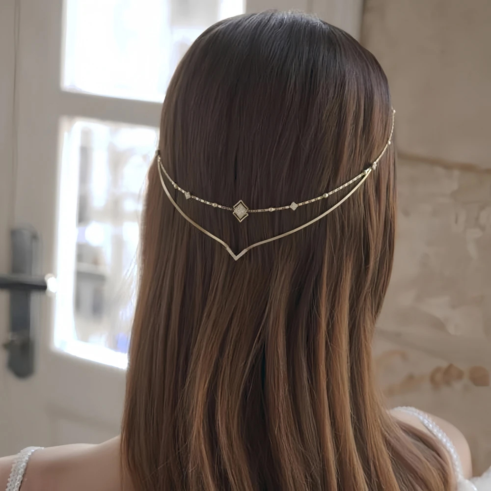 매력 라인 석 V 헤어 체인 머리띠 인도 머리 장식 결 - Women Accessories India 리뷰 및 가격