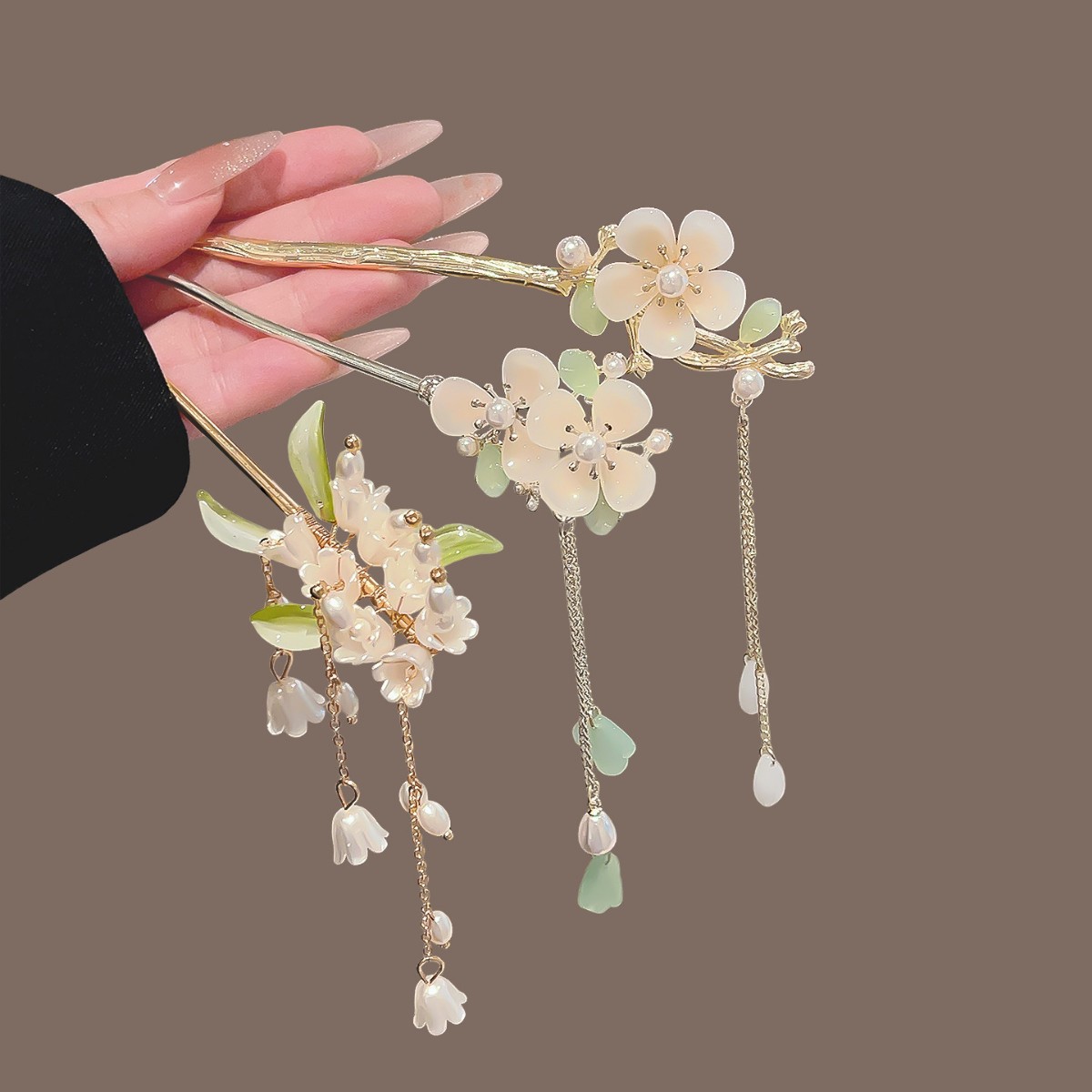 빈티지 중국 스타일 태슬 헤어핀 밸리 릴리 꽃 진주 디 - Women Knight Accessories 리뷰 및 가격
