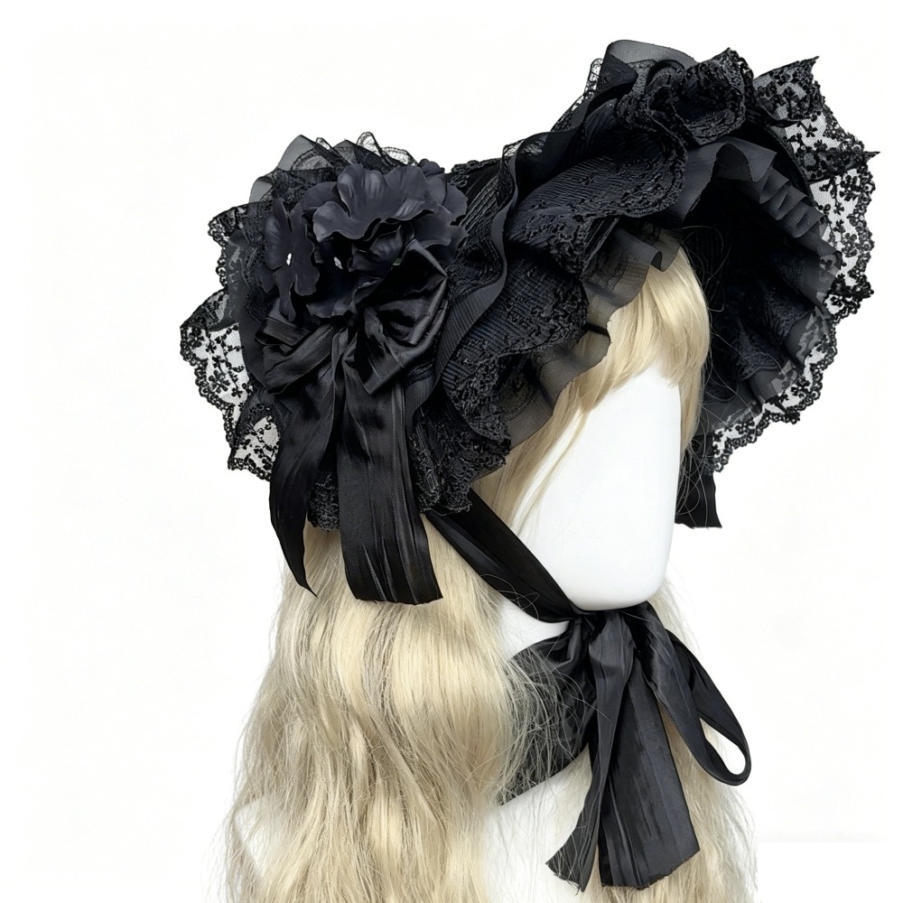 고딕 로리타 밀짚모자 BNT 블랙 레이스 플라워 플랫  - Women'S Victorian Era Accessories 리뷰 및 가격