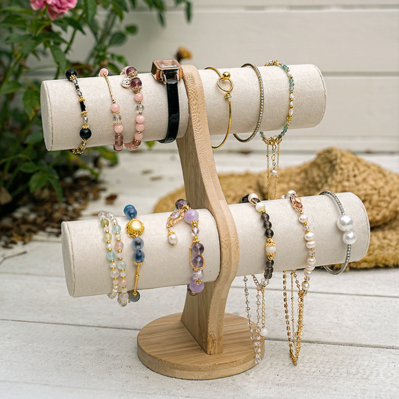 더블 레이어 랙 주최자 나무 보석 팔찌 스토리지 디스플 - Women Accessories Display 리뷰 및 가격