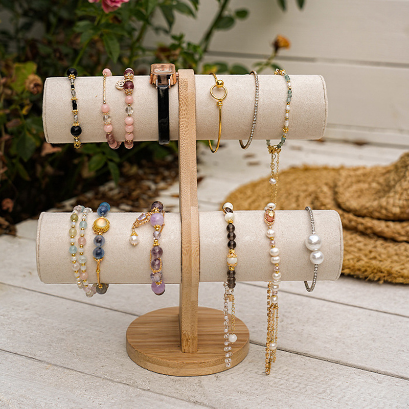 더블 레이어 랙 주최자 나무 보석 팔찌 스토리지 디스플 - Women Accessories Display 리뷰 및 가격