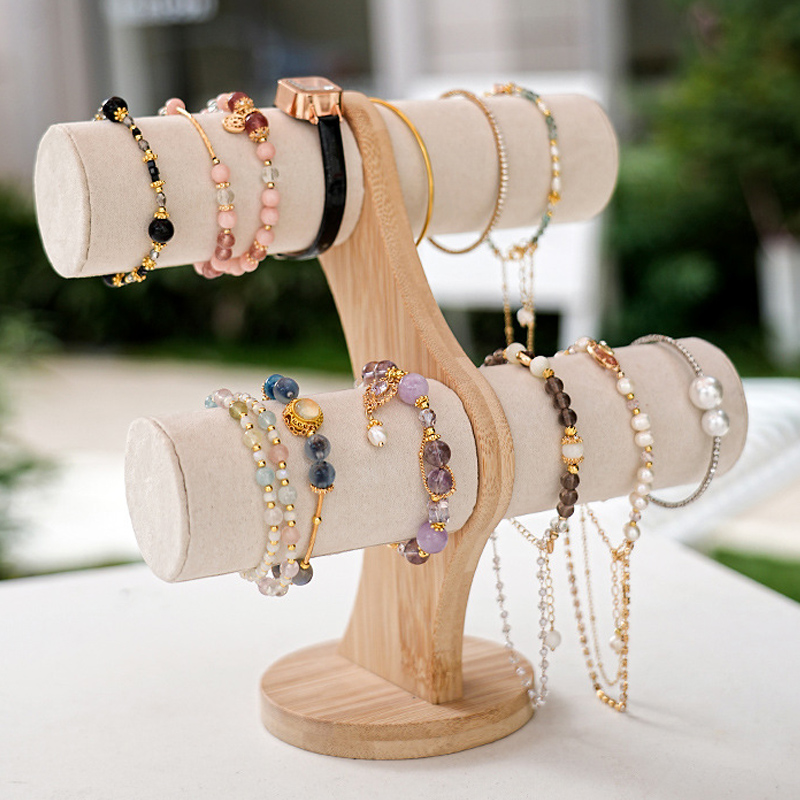 더블 레이어 랙 주최자 나무 보석 팔찌 스토리지 디스플 - Women Accessories Display 리뷰 및 가격