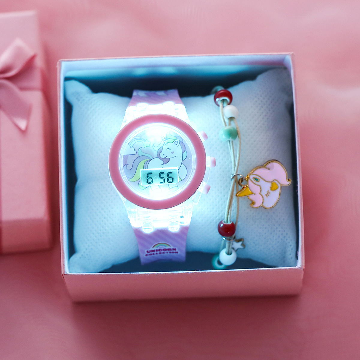 귀여운 유니콘 소녀용 시계, 실리콘 스트랩 팔찌, 플래 - Women Accessories Display 리뷰 및 가격
