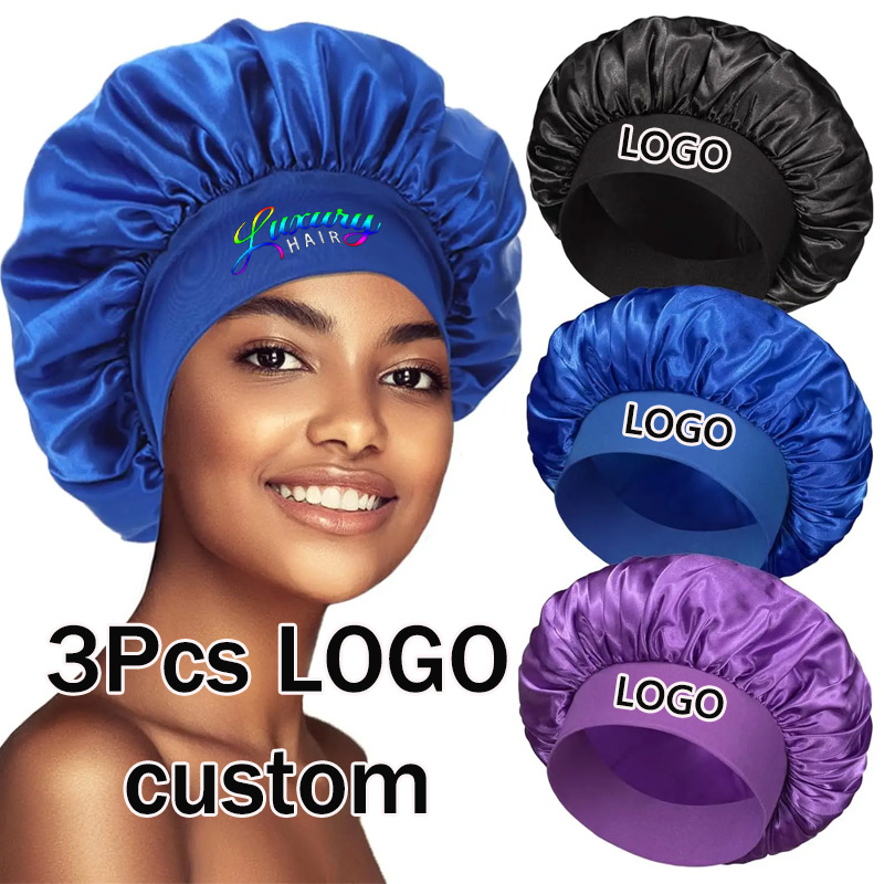 편안한 새틴 헤어 보닛 3개 세트, 수면용 헤어캡, 여 - Women Accessories Logo 리뷰 및 가격