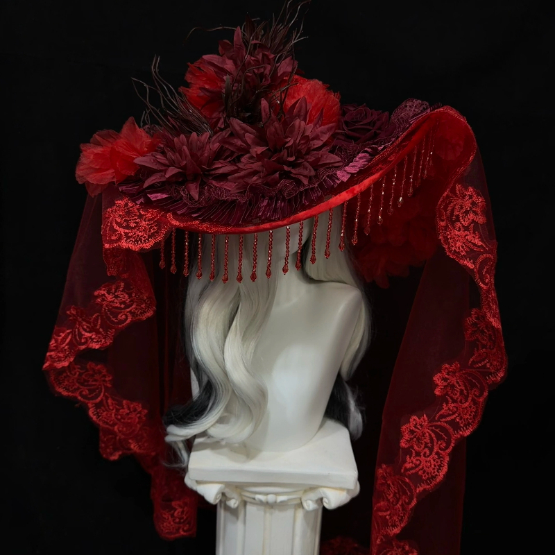 여성용 레드 위도우 모자, 코스프레용 로리타 헤드드레스 - Women'S Victorian Era Accessories 리뷰 및 가격