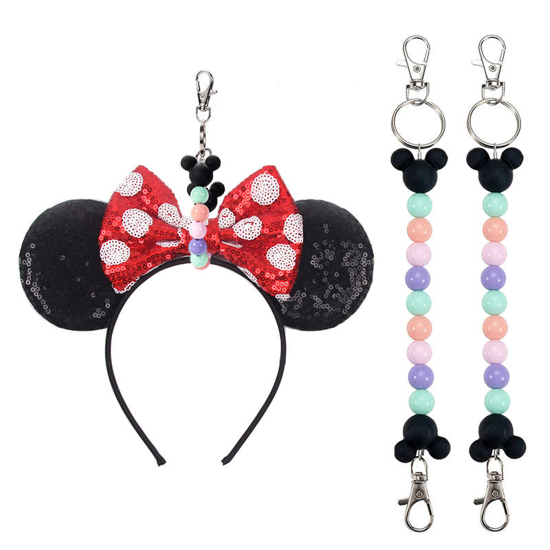 미키 마우스 귀 모양 가방 걸이 비즈 끈 키체인 여행용 - Women Accessories Display 리뷰 및 가격
