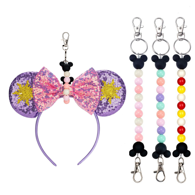 미키 마우스 귀 모양 가방 걸이 비즈 끈 키체인 여행용 - Women Accessories Display 리뷰 및 가격