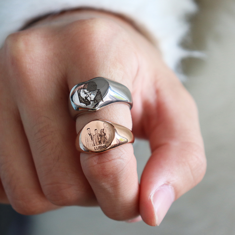 맞춤 각인 사진 로고 이름 하트 원형 반지 남녀용 스테 - Women Accessories Logo 리뷰 및 가격