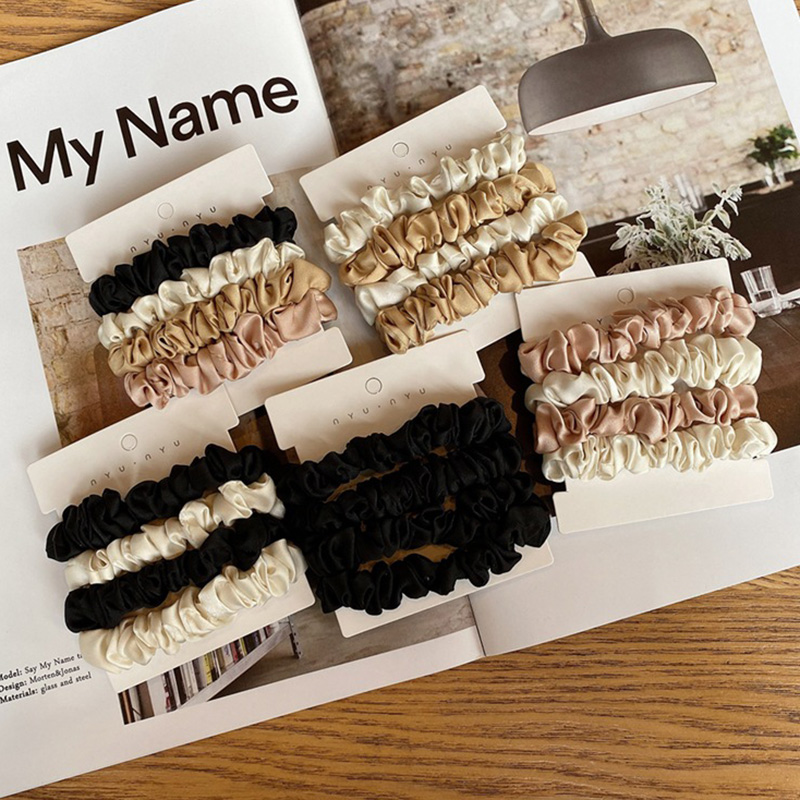 4 개/대 새틴 실크 Scrunchies 탄성 헤어 밴 - Scrunchie Satin Set 리뷰 및 가격