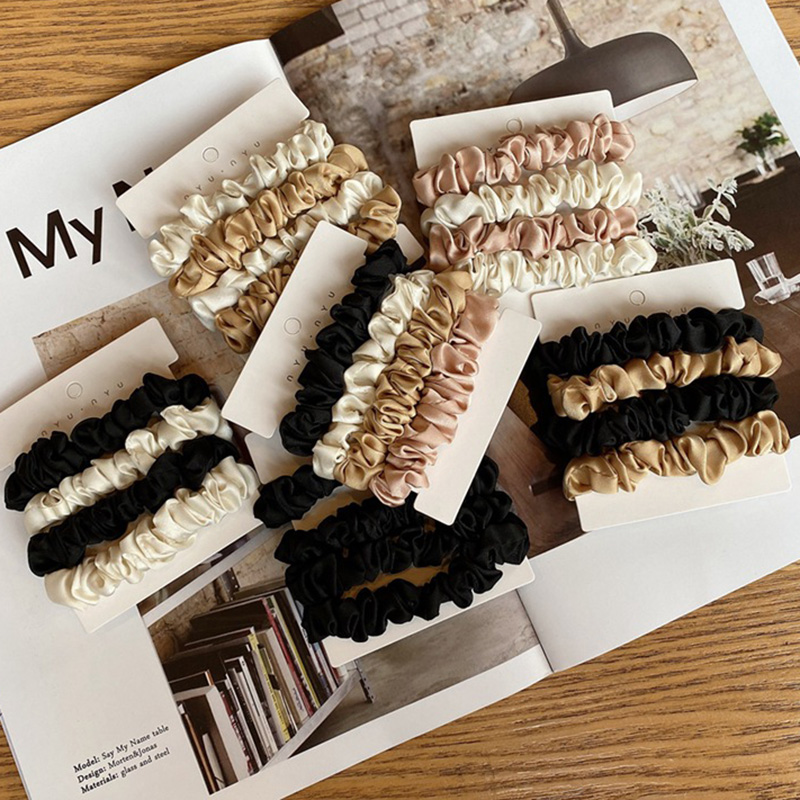 4 개/대 새틴 실크 Scrunchies 탄성 헤어 밴 - Scrunchie Satin Set 리뷰 및 가격