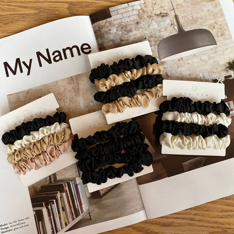 4 개/대 새틴 실크 Scrunchies 탄성 헤어 밴 - Scrunchie Satin Set 리뷰 및 가격